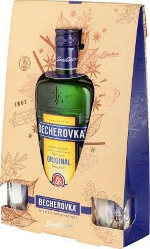 Jan Becher Becherovka + kazeta 2 skla  0