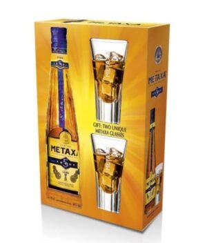 Metaxa 5* GiftBox +2 skla  0